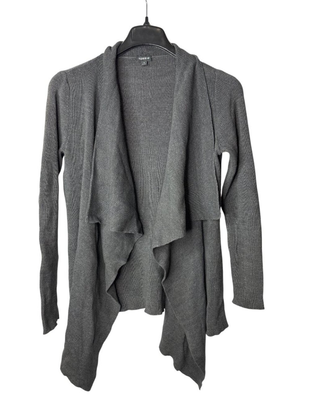 Torrid Plus Size Womens Open Front Waterfall Cardigan Size 1 (US 1X) Grey